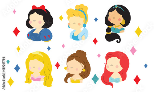 fairytale princess cartoon flat style vector background