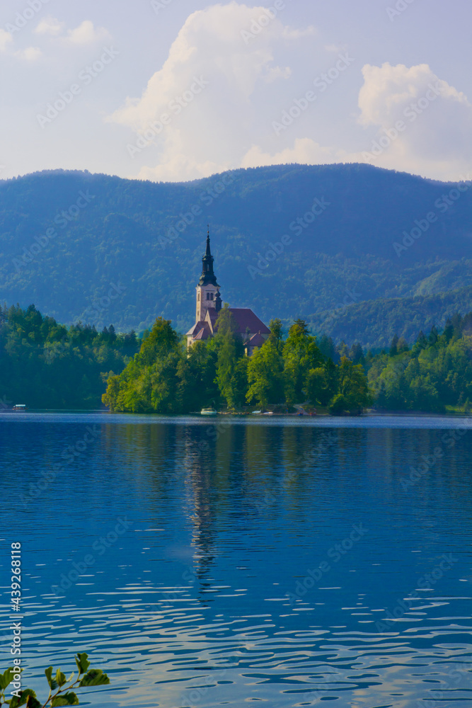 beautiful view of lake bled in autumn in Slovenia