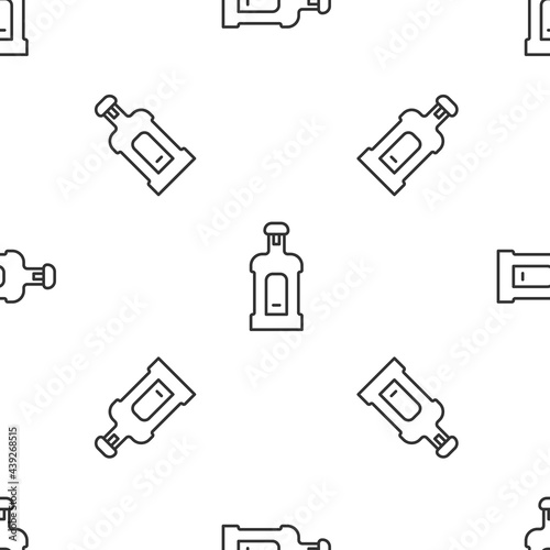 Grey line Orujo icon isolated seamless pattern on white background. Vector