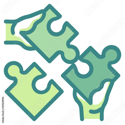 puzzle green twotone line icon
