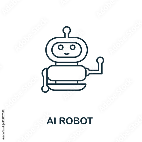 Ai Robot line icon. Creative outline design from artificial intelligence icons collection. Thin ai robot icon for infographics and banner