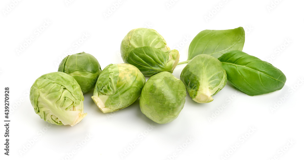 Fresh green Brussels sprouts, isolated on white background. High resolution image Fresh green Brussels sprouts, isolated on white background. High resolution image