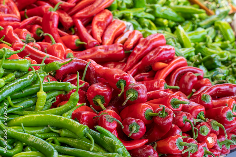 Pepper varieties sold in the market. Food background Pepper varieties sold in the market. Food background