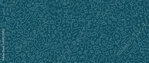 Cute abstract line art background vector. Wallpaper design with doodle hand drawn. 