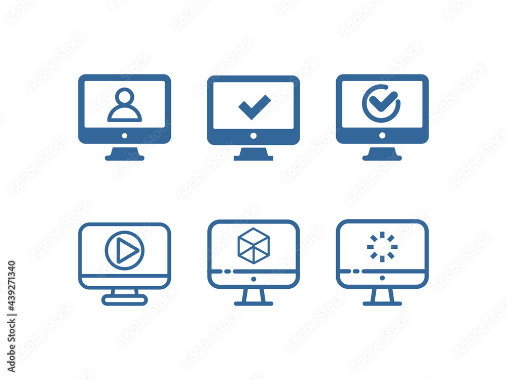 Computer, monitor screen line vector icon set Computer, monitor screen line vector icon set