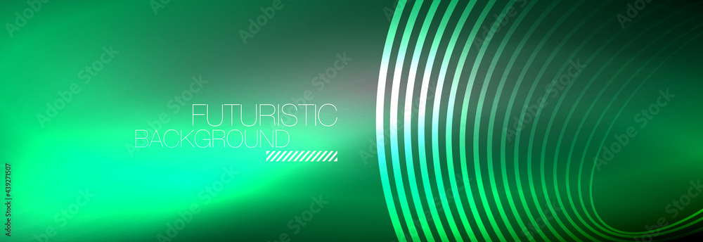 Dark abstract background with glowing neon circles. Trendy layout template for business or technology presentation, internet poster or web brochure cover, wallpaper Dark abstract background with glowing neon circles. Trendy layout template for business or technology presentation, internet poster or web brochure cover, wallpaper