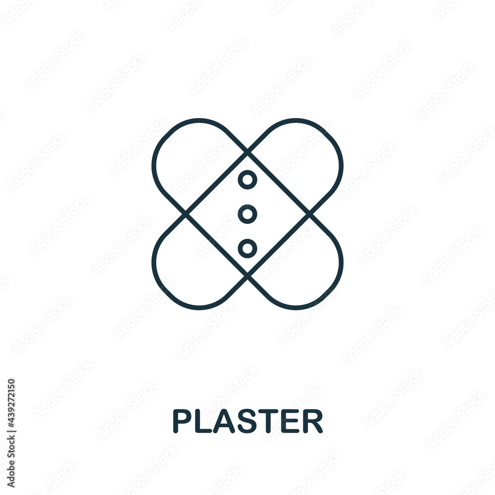 Plaster line icon. Thin style element from medicine icons collection. Outline plaster icon Plaster line icon. Thin style element from medicine icons collection. Outline plaster icon