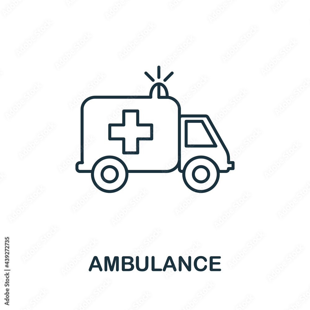 Ambulance line icon. Thin style element from medicine icons collection. Outline ambulance icon