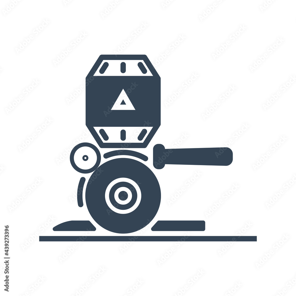 Vector black icon clothing, garment industry, cutting machine Vector black icon clothing, garment industry, cutting machine