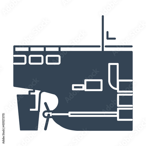 Vector black icon stern of a ship