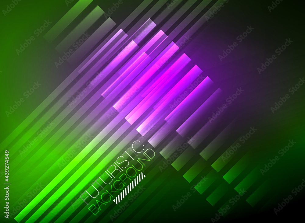 Bright neon color techno abstract background, shiny glowing neon lines in the dark background Bright neon color techno abstract background, shiny glowing neon lines in the dark background