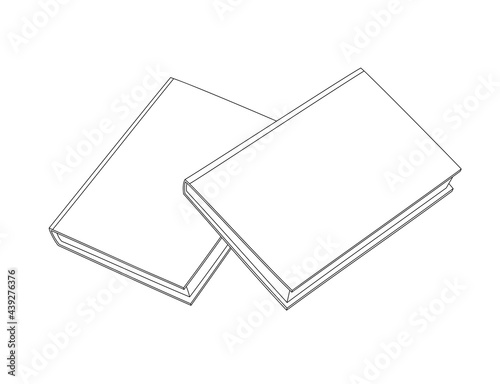 Vector illustration of books in line art. Hand-drawn set. The concept of objects for learning, reading. School tools. Suitable for book shops, a publishing houses.