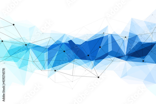 Abstract blue polygonal background with connecting dots and lines. Network or connection concept. Abstract technology science background