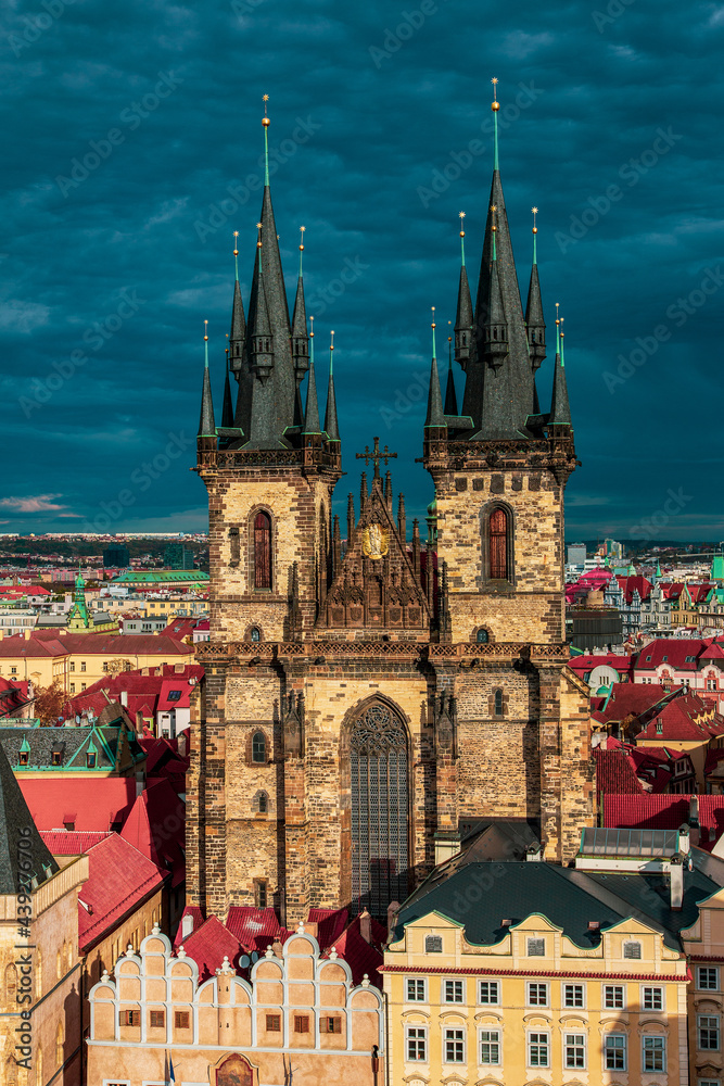 Panoramic view of the old town of Prague.