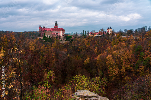 Panoramic view of F  rstenstein Castle   Ksi     Castle   in Poland.