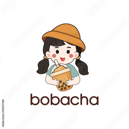 Cartoon female presenting bubble tea