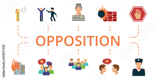 Opposition icon set. Contains editable icons protest theme such as arrested, arson, police and more.