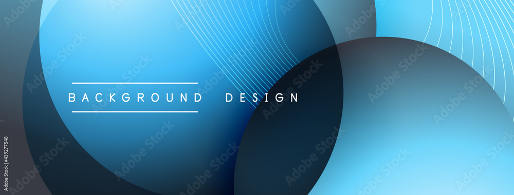 Gradient circles with shadows. Vector techno abstract background. Modern overlapping forms wallpaper background, design template