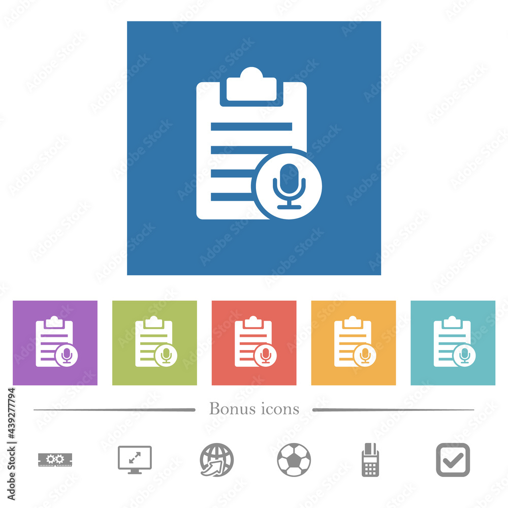 Voice note flat white icons in square backgrounds Voice note flat white icons in square backgrounds