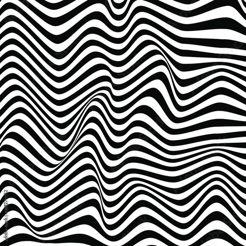 A black and white relief tunnel. Optical illusion. Vector illustration