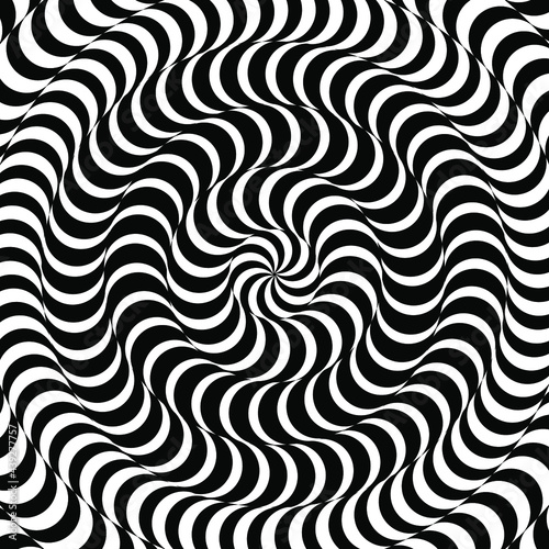 A black and white relief tunnel. Optical illusion. Vector illustration