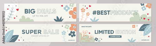 Sale banner template collection for promotion sale. Editable banner for social media post, website and internet ads. Banner advertisement for special offers set.
