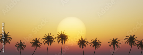 Fototapeta Naklejka Na Ścianę i Meble -  tropical sunset with palm trees