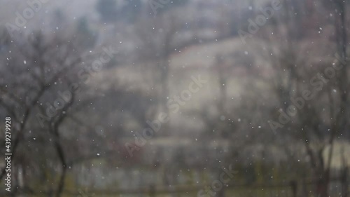 Snowing in the countryside 