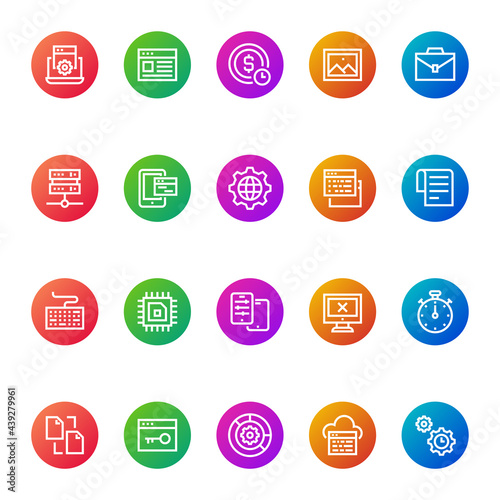 Gradient color icons for seo & development.