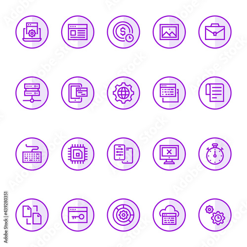 Filled outline icons for seo & development.