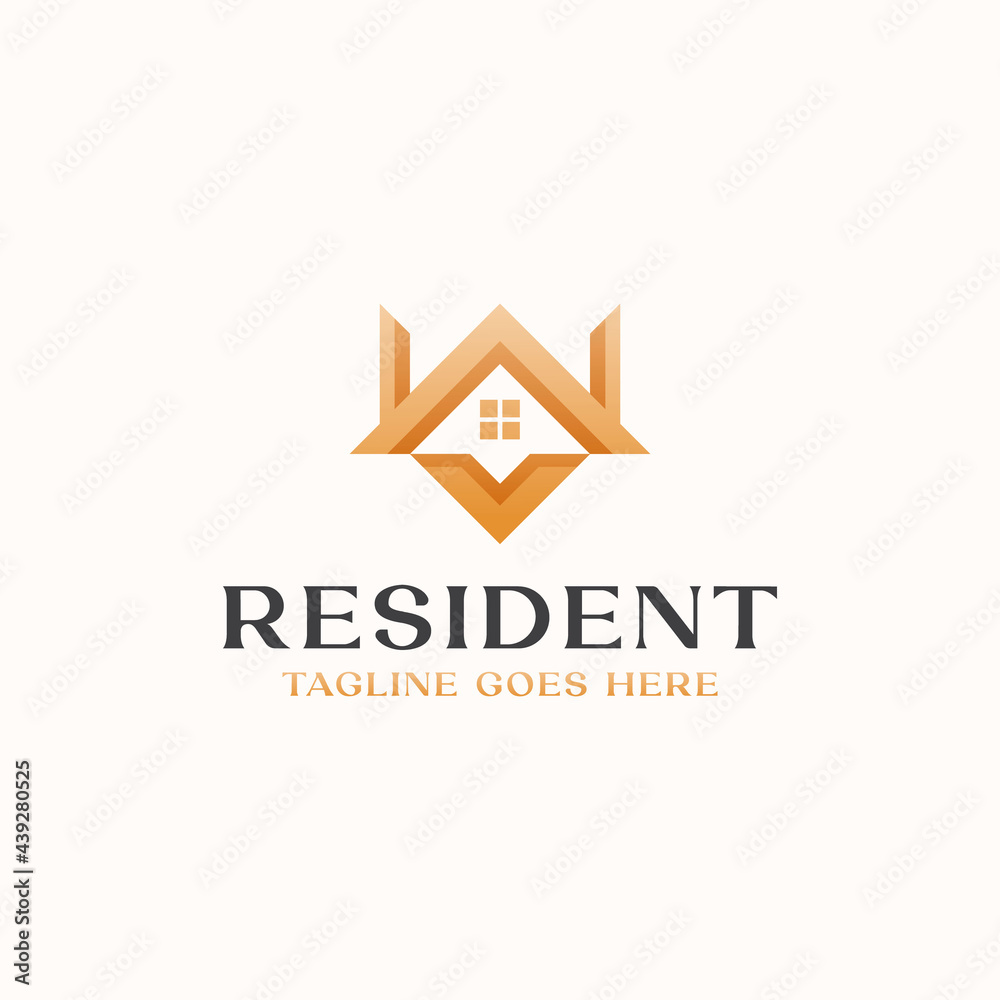 Roof House Monogram Logo Template Vector Illustration In Isolated White Background Roof House Monogram Logo Template Vector Illustration In Isolated White Background