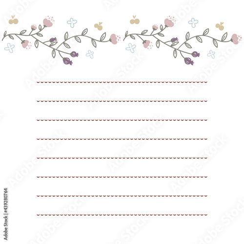 シックなピンクと紫のお花と実のお手紙フレーム