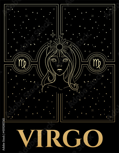 black and gold vector illustration of virgo sign