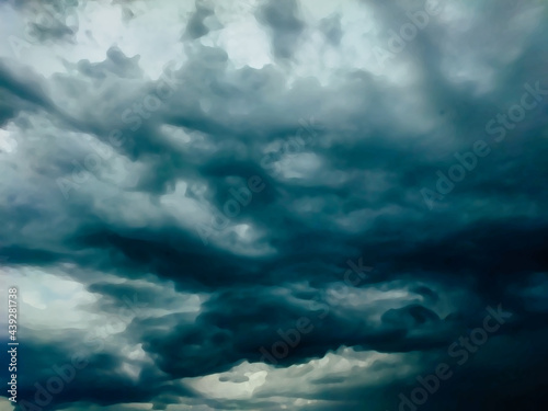 Thunderclouds sky with brush stroke effect
