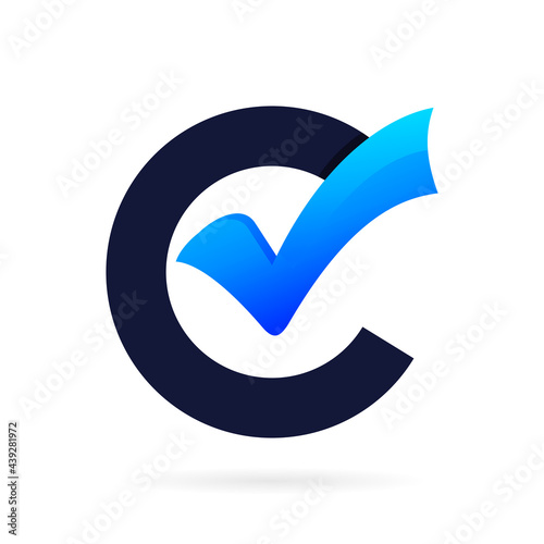 letter c logo with check mark shapes