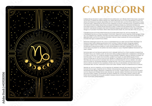 black and gold illustration of capricorn sign