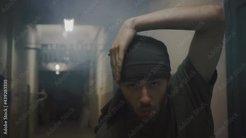 Active man dancing indoors Active man dancing indoors