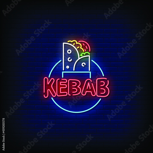 Kebab Neon Signs Style Text Vector