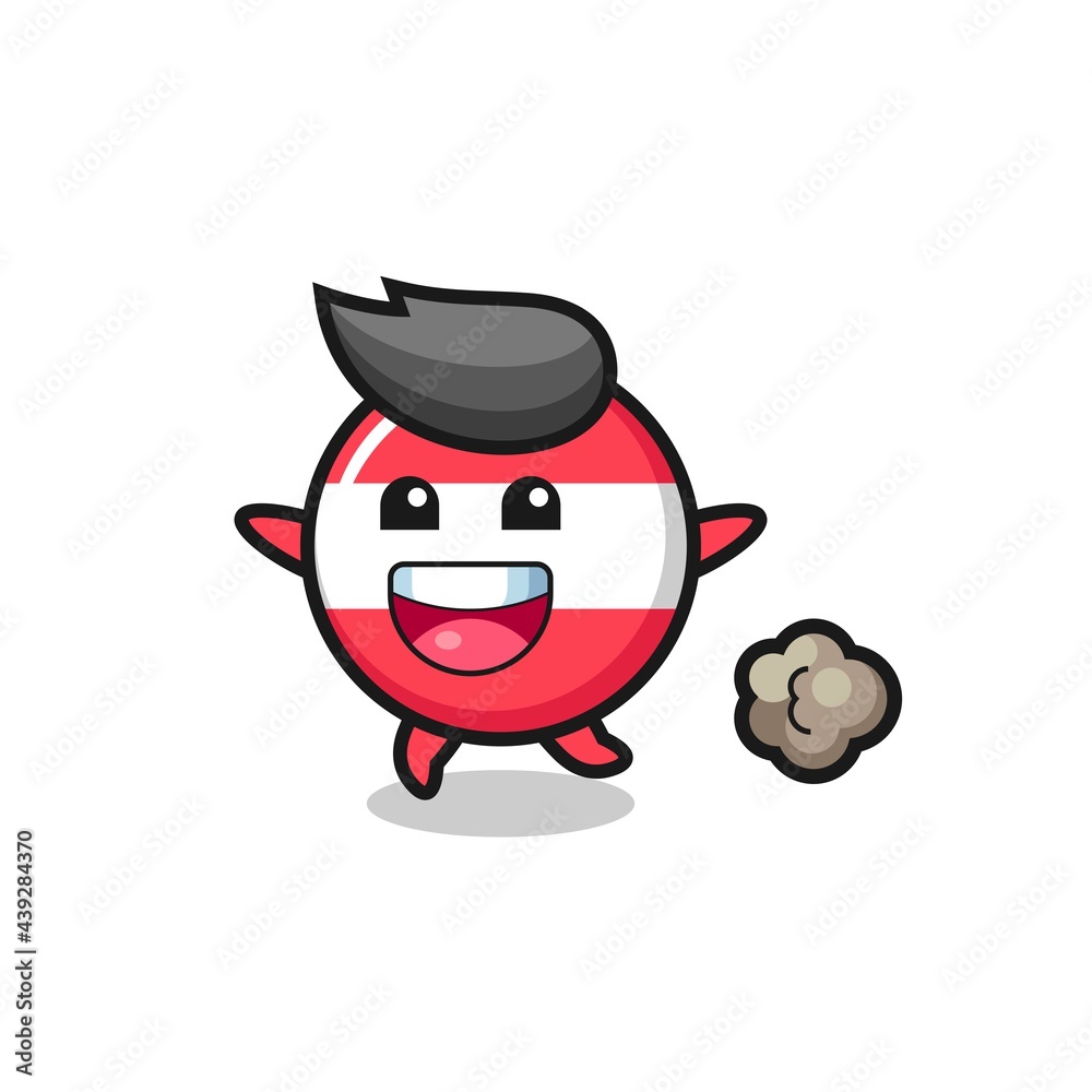 the happy austria flag badge cartoon with running pose