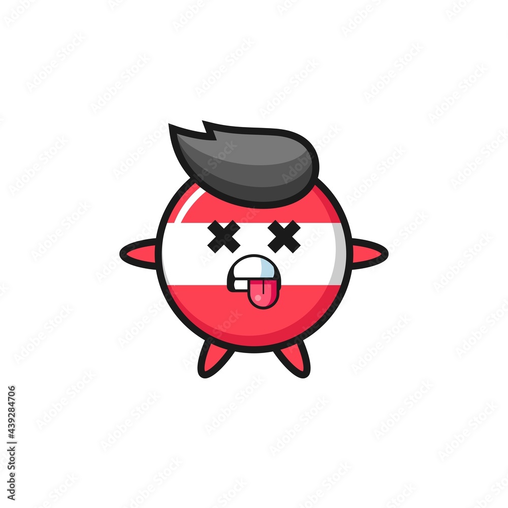 character of the cute austria flag badge with dead pose