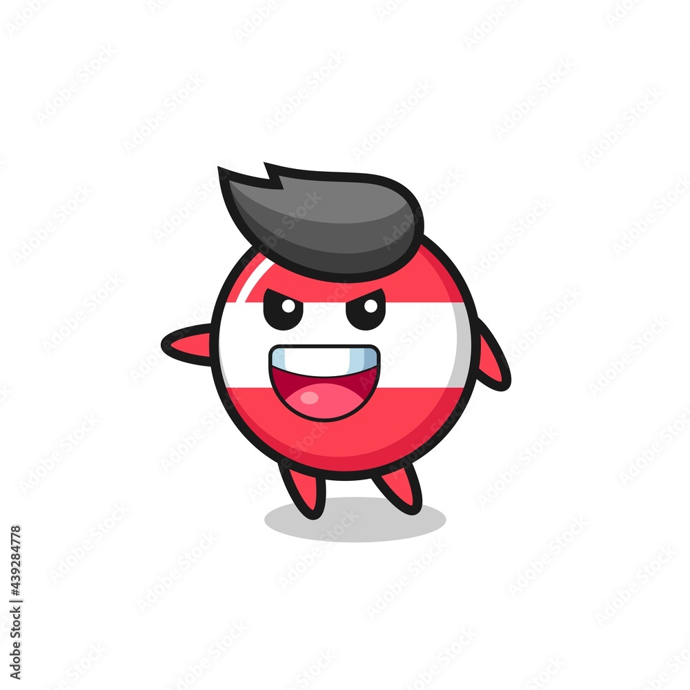 austria flag badge cartoon with very excited pose