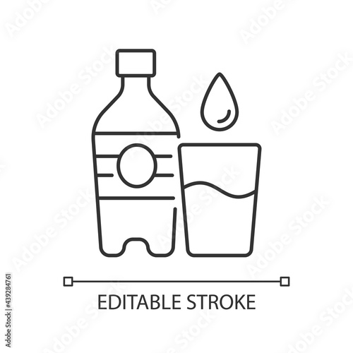 Water linear icon. Hydration for fitness. Mineral aqua. Fluids to avoid thirst. Thin line customizable illustration. Contour symbol. Vector isolated outline drawing. Editable stroke