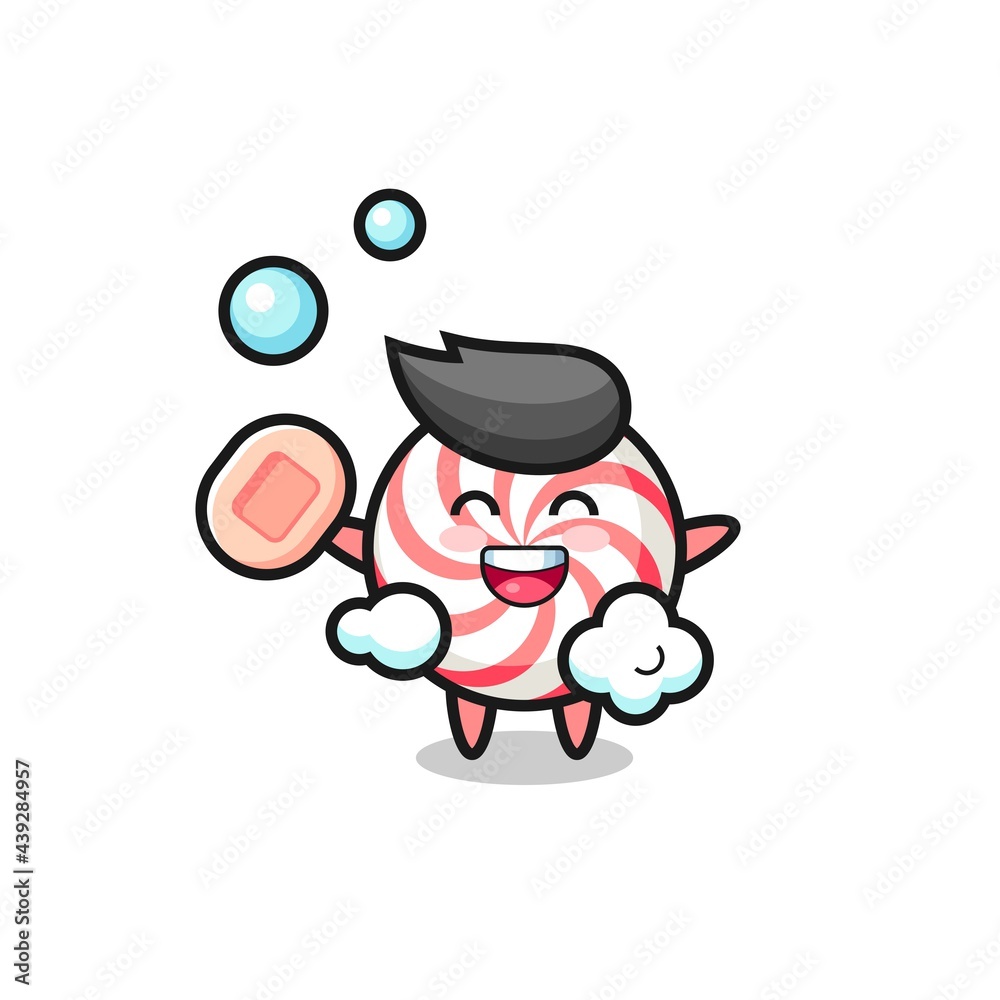candy character is bathing while holding soap candy character is bathing while holding soap