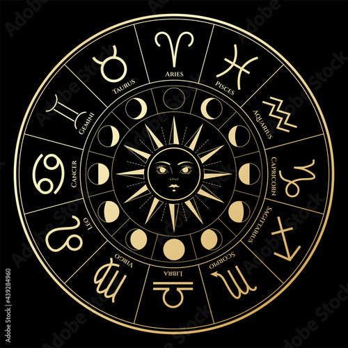 vector illustration of zodiac signs in black and gold