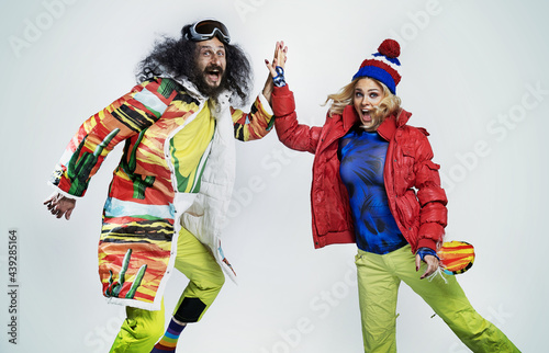 Ski style shoot of a funny young couple