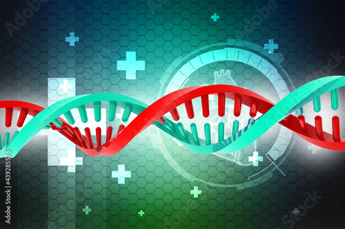 3d illustraction of dna structure in medical abstract background