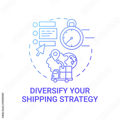 Diversify shipping strategy concept icon. Online marketplace success tip abstract idea thin line illustration. Diversifying suppliers. E-commerce delivery. Vector isolated outline color drawing