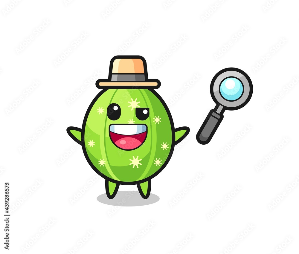 Fototapeta premium illustration of the cactus mascot as a detective who manages to solve a case