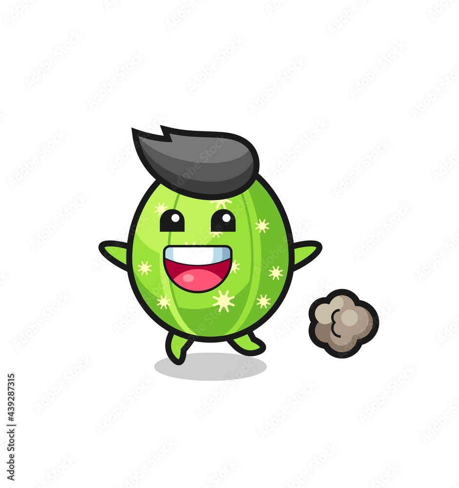 the happy cactus cartoon with running pose the happy cactus cartoon with running pose