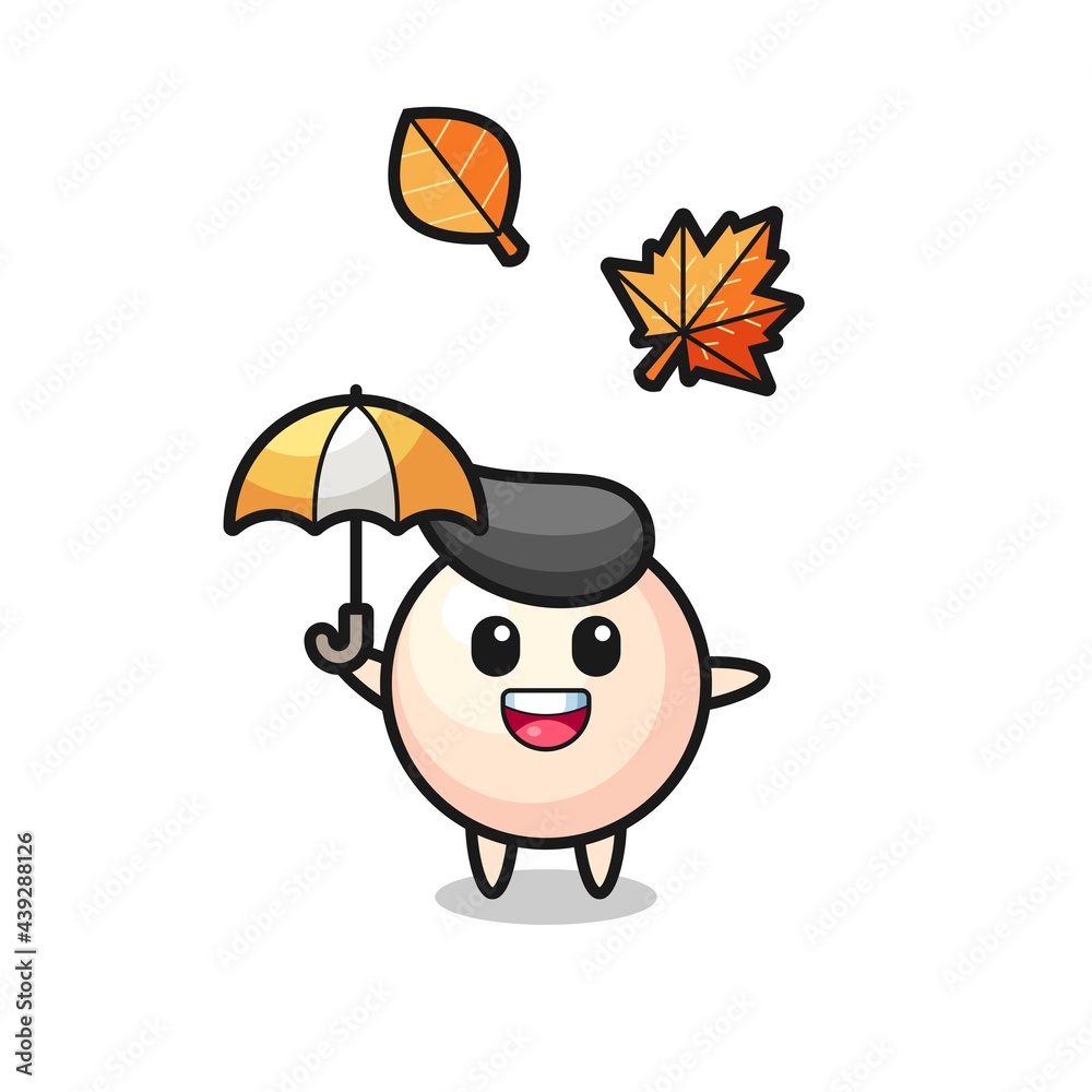 cartoon of the cute pearl holding an umbrella in autumn cartoon of the cute pearl holding an umbrella in autumn